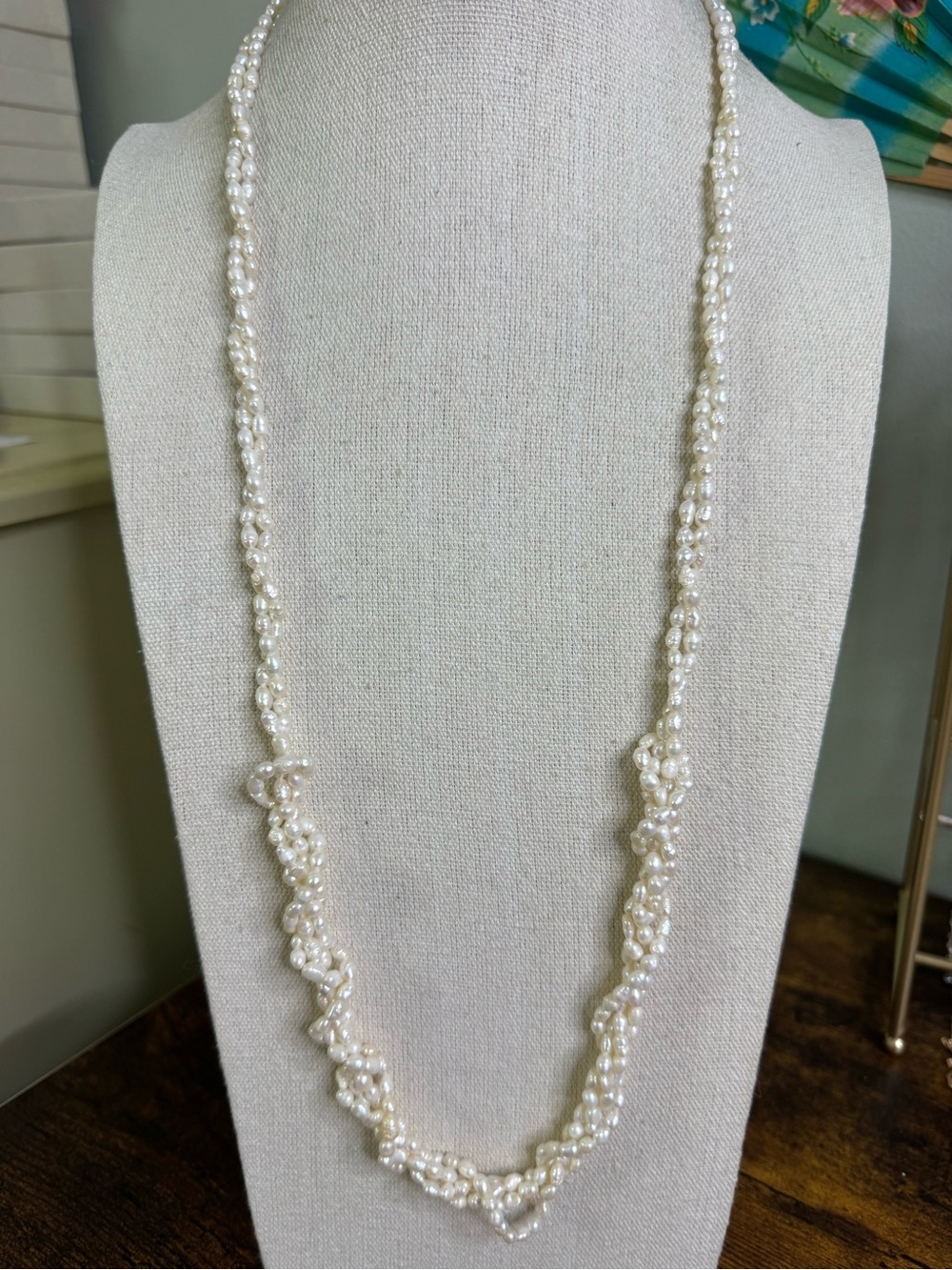 Hand Crafted Cream Freshwater Pearl Twist Necklace - Women Jewelry